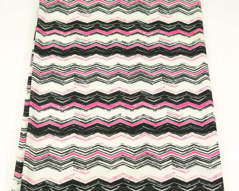 Pink Black Cream Chevron Light Weight Challis Woven Fabric 40 Inches in Length